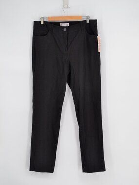 Nanette Lepore Freedom Stretch Pants Womens 14 Black Slim Straight Work Trouser